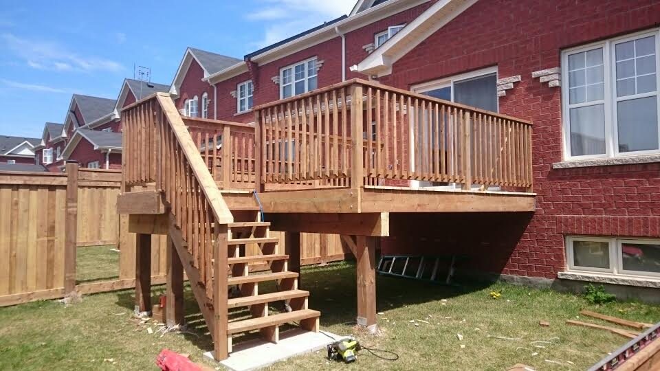 Elevated deck with custom stairs