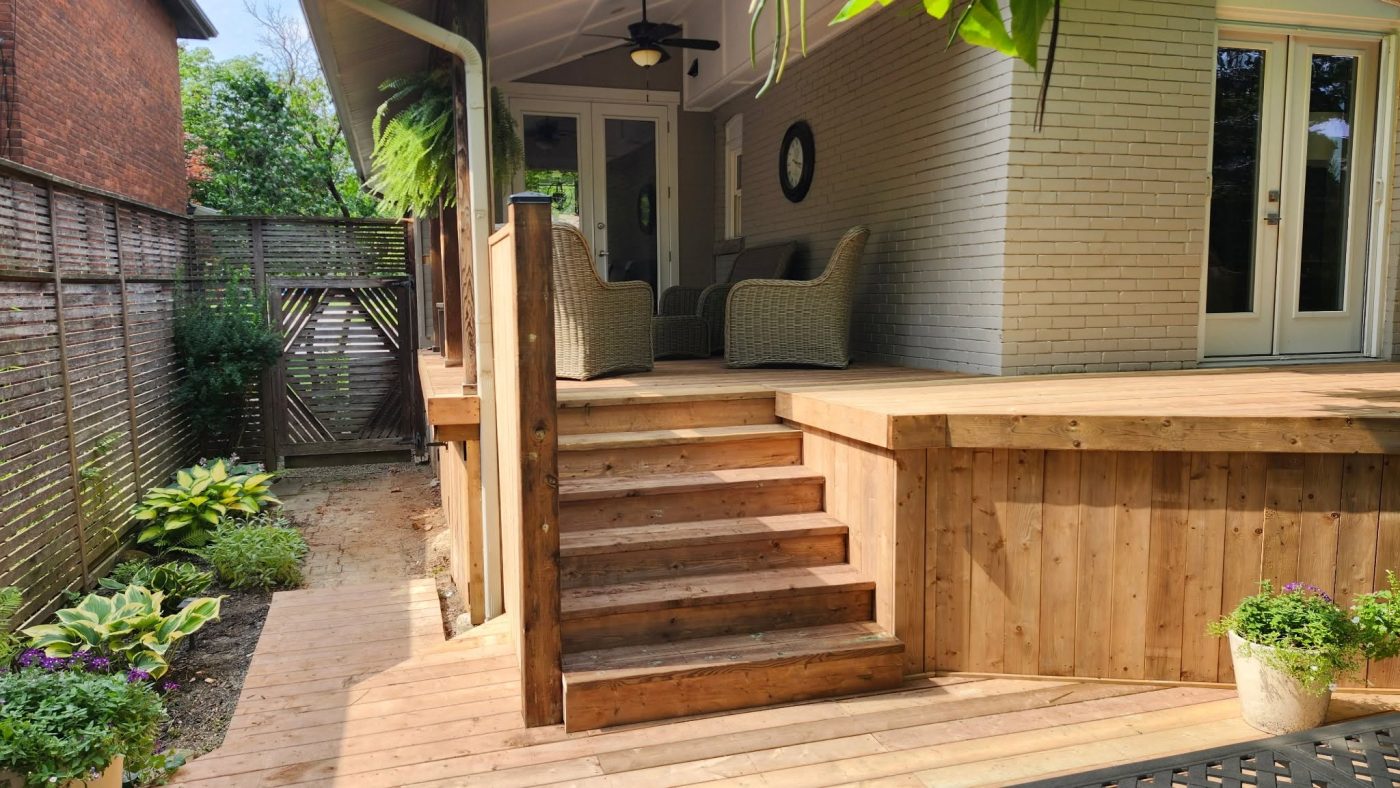 Deck with stairs & covered porch