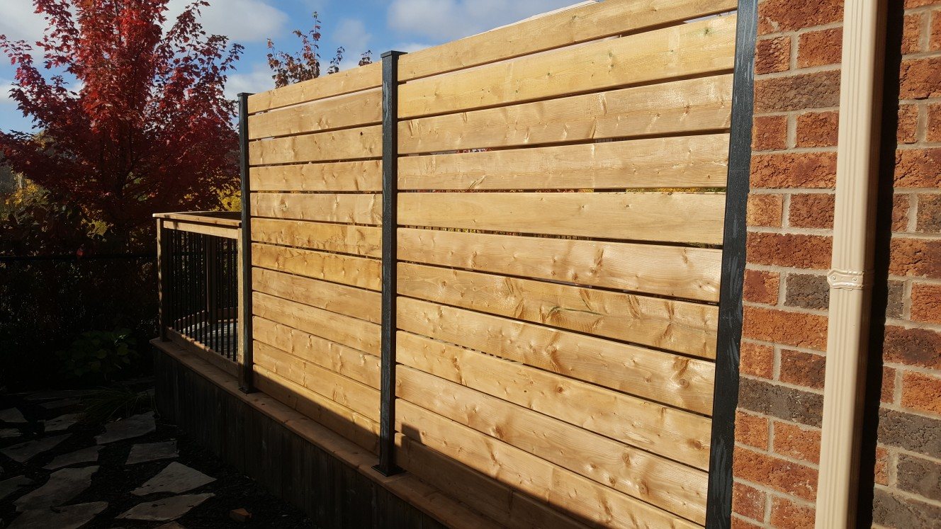 Horizontal privacy screen on deck rail