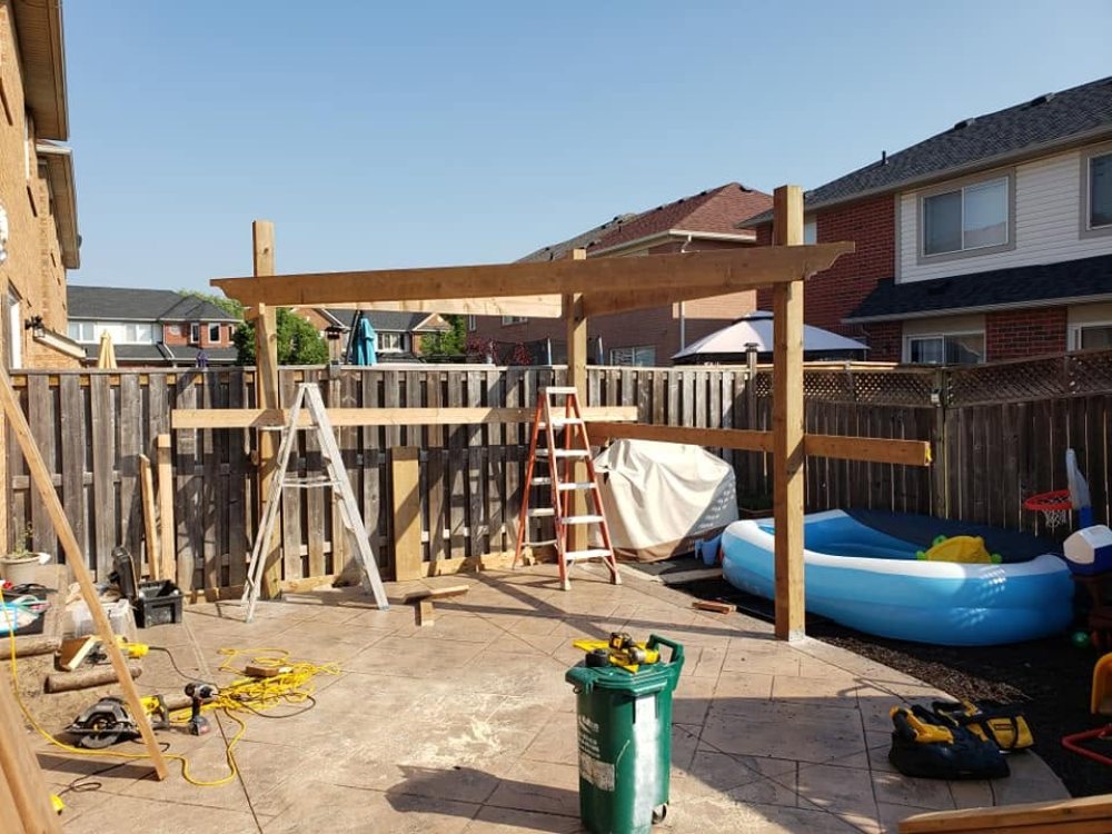 Louvred Cedar Pergola — before